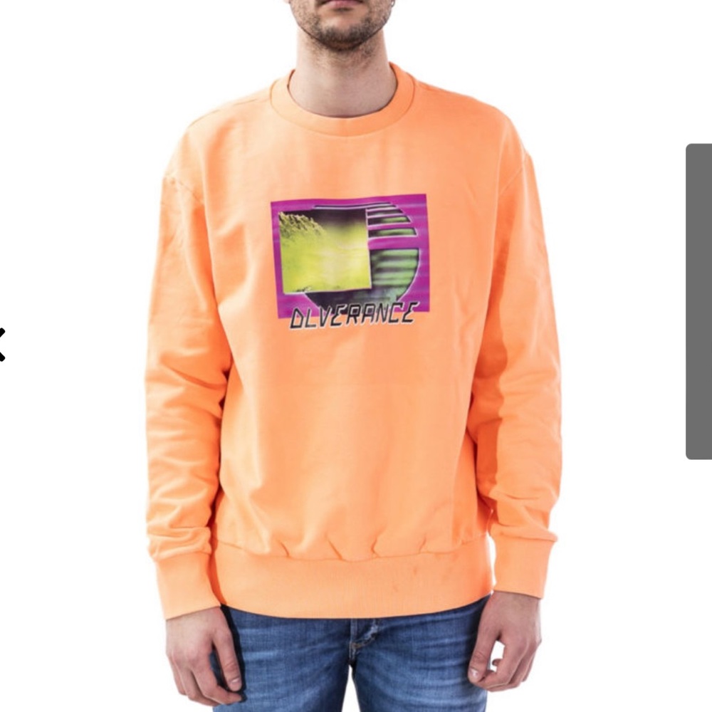 DIESEL Rubberised Graphic Print Crewneck Sweatshirt in Orange